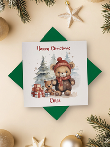 Personalised Christmas Card - Greeting Card Personalised - Christmas Teddy