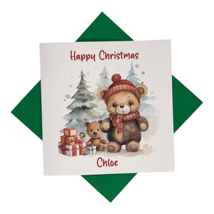 Personalised Christmas Card - Greeting Card Personalised - Christmas Teddy