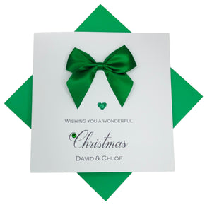 Regal Bow Christmas Card - Luxury Greeting Card Personalised