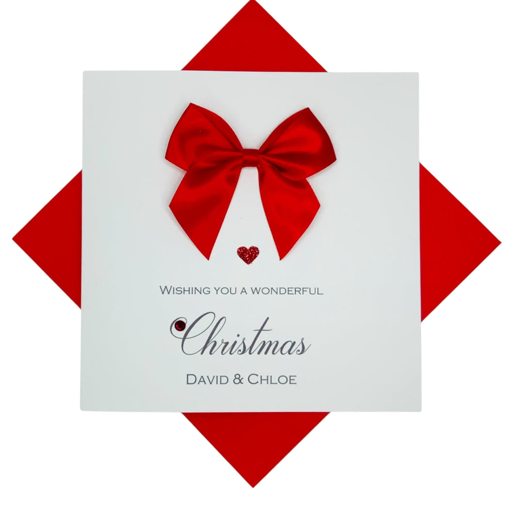 Regal Bow Christmas Card - Luxury Greeting Card Personalised