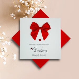 Regal Bow Christmas Card - Luxury Greeting Card Personalised