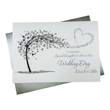 Load image into Gallery viewer, Daughter &amp; Son-in-Law Wedding Day Card - Bride &amp; Groom Luxury Greeting Personalised - Sweeping Heart

