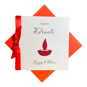 Happy Diwali Personalised Luxury Greeting Card - Diwali Glitter