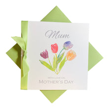 Load image into Gallery viewer, Mother&#39;s Day Card - Personalised Luxury Greeting Card - Green Tulips
