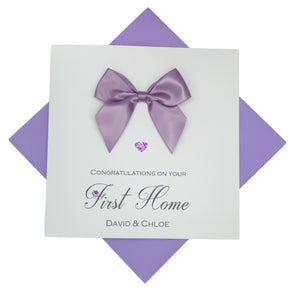 First Home Greeting Card Personalised - Regal Bow