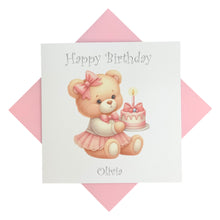 Load image into Gallery viewer, Birthday Card - Personalised Greeting Card - Pink Cake
