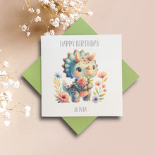 Load image into Gallery viewer, Birthday Card - Personalised Greeting Card - Dinosaur 3
