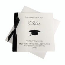 Load image into Gallery viewer, Graduation Card - Luxury Greeting Card Personalised - Glitter Graduation Cap
