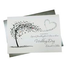 Load image into Gallery viewer, Granddaughter &amp; Grandson-in-Law Wedding Day Card - Bride &amp; Groom Luxury Greeting Personalised - Sweeping Heart
