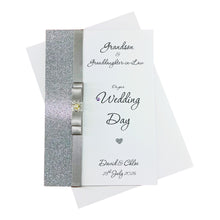 Load image into Gallery viewer, Grandson &amp; Granddaughter-in-Law Wedding Day Card - Bride &amp; Groom Luxury Greeting Personalised Bow - 18 Colours
