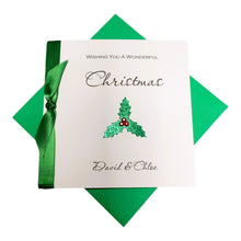 Load image into Gallery viewer, Holly Christmas Card - Luxury Greeting Card Personalised
