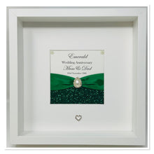 Load image into Gallery viewer, 55th Emerald 55 Years Wedding Anniversary Ribbon Frame - Pebble
