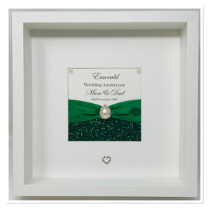 55th Emerald 55 Years Wedding Anniversary Ribbon Frame - Pebble