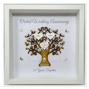 28th Orchid 28 Years Wedding Anniversary Frame - Message