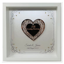 Load image into Gallery viewer, 35th Coral 35 Years Wedding Anniversary Frame - Intricate Mirror Heart
