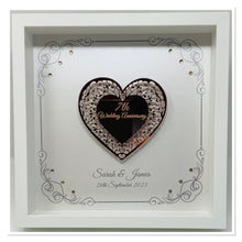 Load image into Gallery viewer, 7th Copper 7 Years Wedding Anniversary Frame - Intricate Mirror Heart
