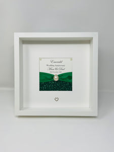 55th Emerald 55 Years Wedding Anniversary Ribbon Frame - Pebble