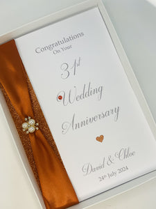 31st Wedding Anniversary Card - Timepiece 31 Year Thirty First Anniversary Luxury Greeting Card, Personalised