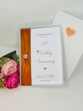 Load image into Gallery viewer, 31st Wedding Anniversary Card - Timepiece 31 Year Thirty First Anniversary Luxury Greeting Card, Personalised
