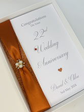 Load image into Gallery viewer, 22nd Wedding Anniversary Card - Copper 22 Year Twenty Second Anniversary Luxury Greeting Card, Personalised
