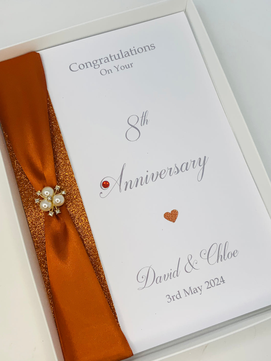 8th Anniversary Card - Bronze 8 Year Eight Wedding Anniversary Luxury Greeting Card Personalised