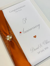 Load image into Gallery viewer, 5th Anniversary Card - Wood 5 Year Fifth Wedding Anniversary Luxury Greeting Card Personalised
