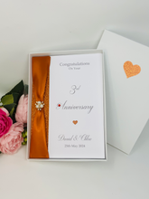 Load image into Gallery viewer, 3rd Anniversary Card - Leather 3 Year Third Wedding Anniversary Luxury Greeting Card Personalised

