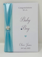 Load image into Gallery viewer, New Baby Boy Congratulations Card - Personalised Handmade Luxury Card
