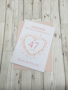 47th Wedding Anniversary Card - Garden 47 Year Forty Seventh Anniversary Luxury Greeting Personalised - Love Heart