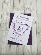 Load image into Gallery viewer, 29th Wedding Anniversary Card - Furniture 29 Year Twenty Ninth Anniversary Luxury Greeting Card, Personalised - Love Heart
