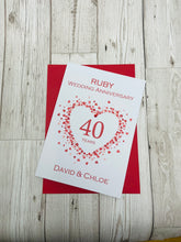 Load image into Gallery viewer, 40th Wedding Anniversary Card - Ruby 40 Year Fourtieth Anniversary Luxury Greeting Card Personalised - Love Heart

