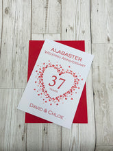 Load image into Gallery viewer, 37th Wedding Anniversary Card - Alabaster 37 Year Thirty Seventh Anniversary Luxury Greeting Card Personalised -Love Heart
