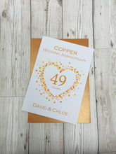 Load image into Gallery viewer, 49th Wedding Anniversary Card - Copper 49 Year Forty Ninth Anniversary Luxury Greeting Personalised - Love Heart
