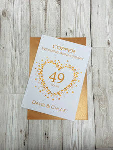 49th Wedding Anniversary Card - Copper 49 Year Forty Ninth Anniversary Luxury Greeting Personalised - Love Heart