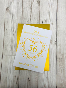 56th Wedding Anniversary Card - Day 56 Year Fifty Sixth Anniversary Luxury Greeting Personalised - Love Heart