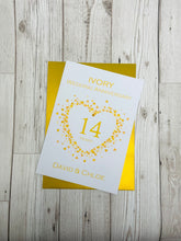 Load image into Gallery viewer, 14th Wedding Anniversary Card - Ivory 14 Year Fourteenth Anniversary Luxury Greeting Card, Personalised - Love Heart
