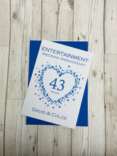 Load image into Gallery viewer, 43rd Wedding Anniversary Card - Entertainment 43 Year Forty Third Anniversary Luxury Greeting Personalised - Love Heart
