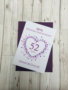 52nd Wedding Anniversary Card - Bath Spa 52 Year Fifty Second Anniversary Luxury Greeting Personalised - Love Heart