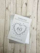 Load image into Gallery viewer, 60th Wedding Anniversary Card - Diamond 60 Year Sixtieth Anniversary Luxury Greeting Card Personalised - Love Heart

