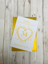 Load image into Gallery viewer, 34th Wedding Anniversary Card - Opal 34 Year Thirty Fourth Anniversary Luxury Greeting Card, Personalised - Love Heart
