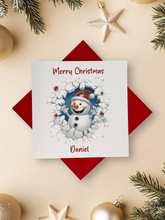 Load image into Gallery viewer, Personalised Christmas Card - Greeting Card Personalised - Ice Snowman
