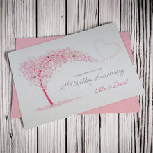 Load image into Gallery viewer, 35th Wedding Anniversary Card - Coral 35 Year Thirty Fifth Anniversary Luxury Greeting Card, Personalised - Sweeping Heart
