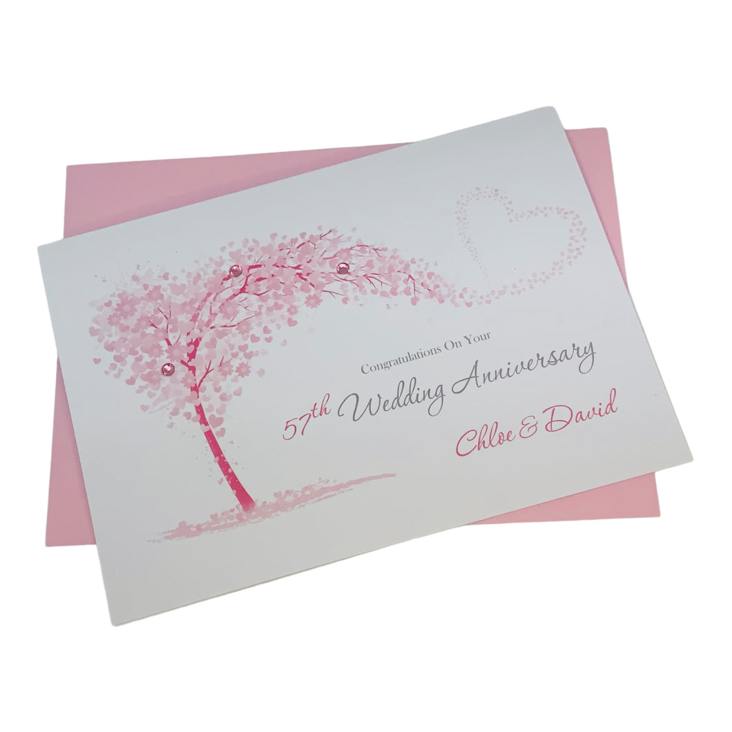 57th Wedding Anniversary Card - Night 57 Year Fifty Seventh Anniversary Luxury Greeting Personalised - Sweeping Heart