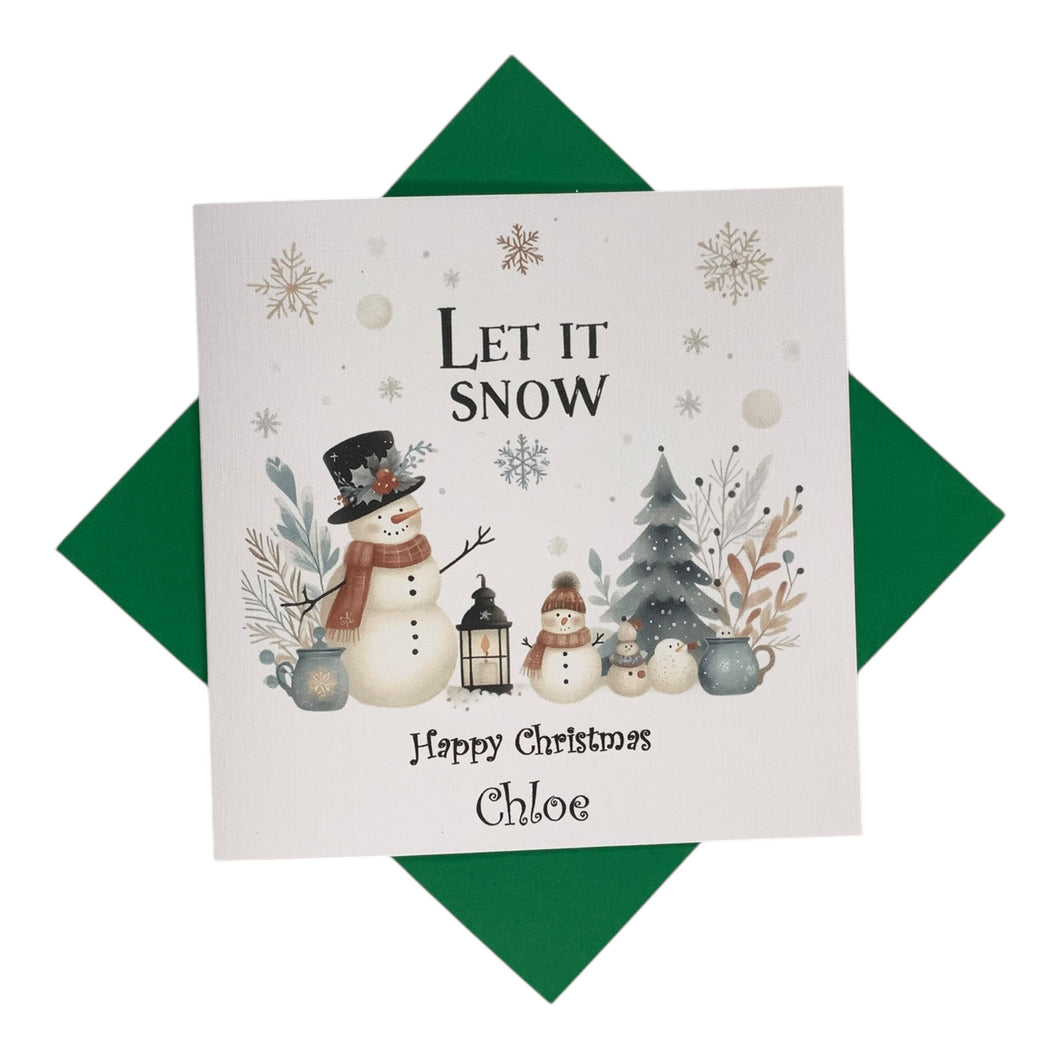 Personalised Christmas Card - Greeting Card Personalised - Let It Snow