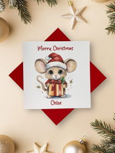 Load image into Gallery viewer, Personalised Christmas Card - Greeting Card Personalised - Christmas Mouse
