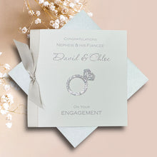 Load image into Gallery viewer, Nephew &amp; Fiancée Engagement Card - Luxury Greeting Card Personalised - Engagement Ring Nephew &amp; Fiancée
