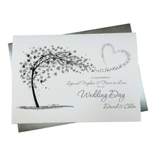 Load image into Gallery viewer, Nephew &amp; Niece-in-Law Wedding Day Card - Bride &amp; Groom Luxury Greeting Personalised - Sweeping Heart
