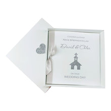 Load image into Gallery viewer, Niece &amp; Nephew-in-Law Wedding Day Card - Luxury Greeting Card Personalised - Glitter Church
