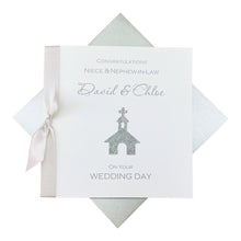 Load image into Gallery viewer, Niece &amp; Nephew-in-Law Wedding Day Card - Luxury Greeting Card Personalised - Glitter Church
