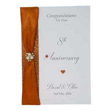 Load image into Gallery viewer, 8th Anniversary Card - Bronze 8 Year Eight Wedding Anniversary Luxury Greeting Card Personalised
